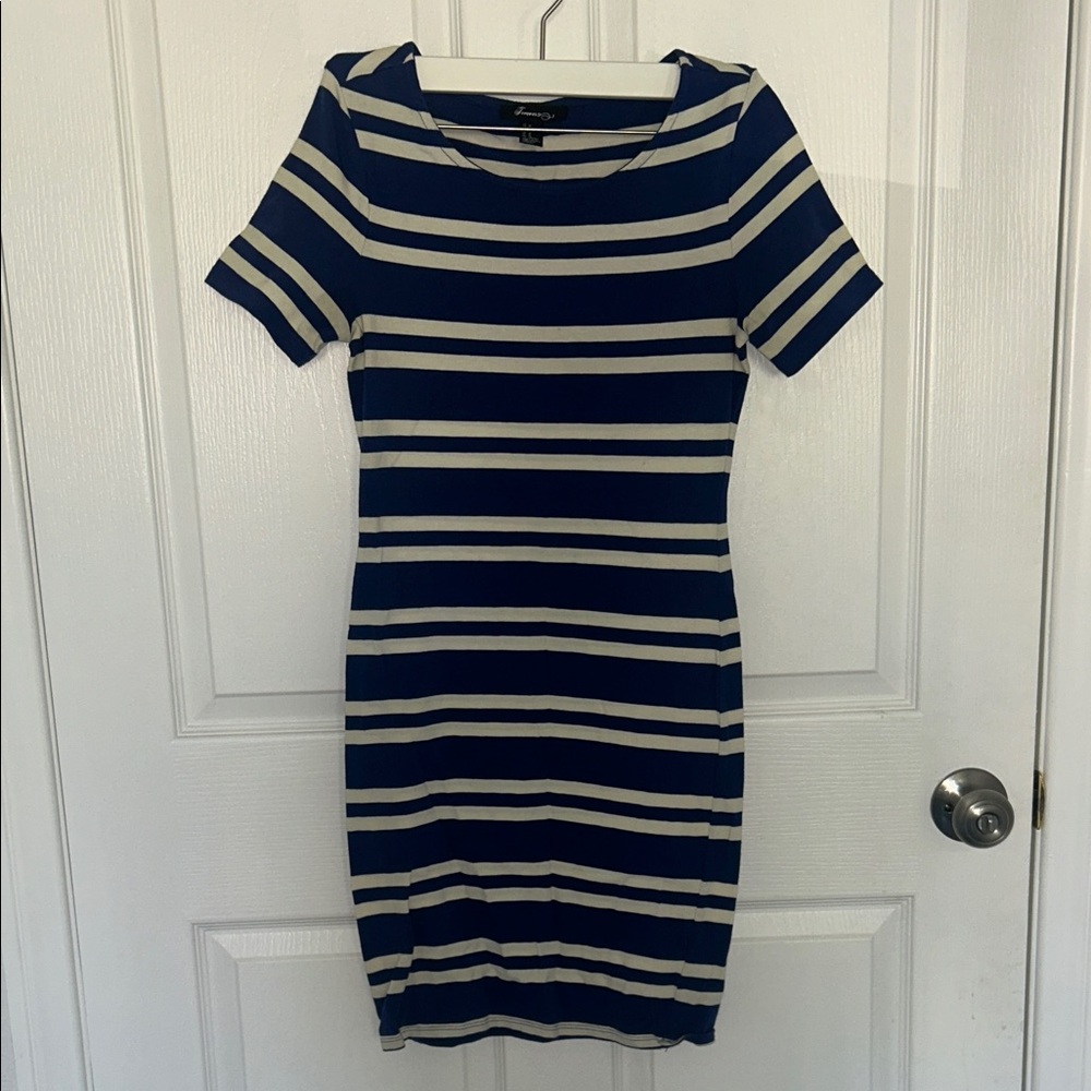 Dark Blue Striped Bodycon Dress
